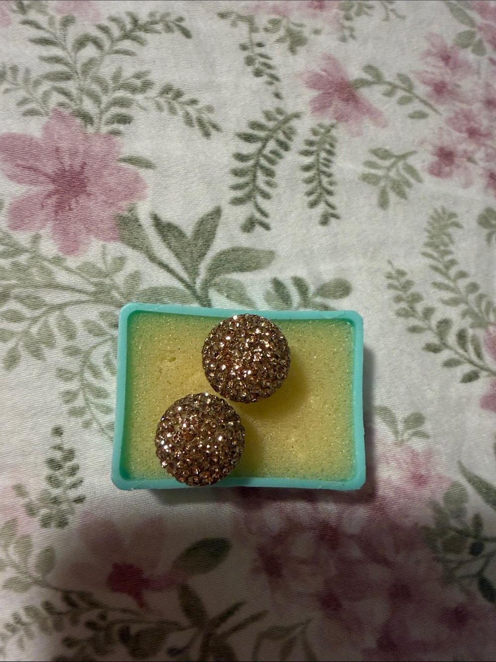 MAHI GOLD Rose Gold Glitter Ball Stud Earrings